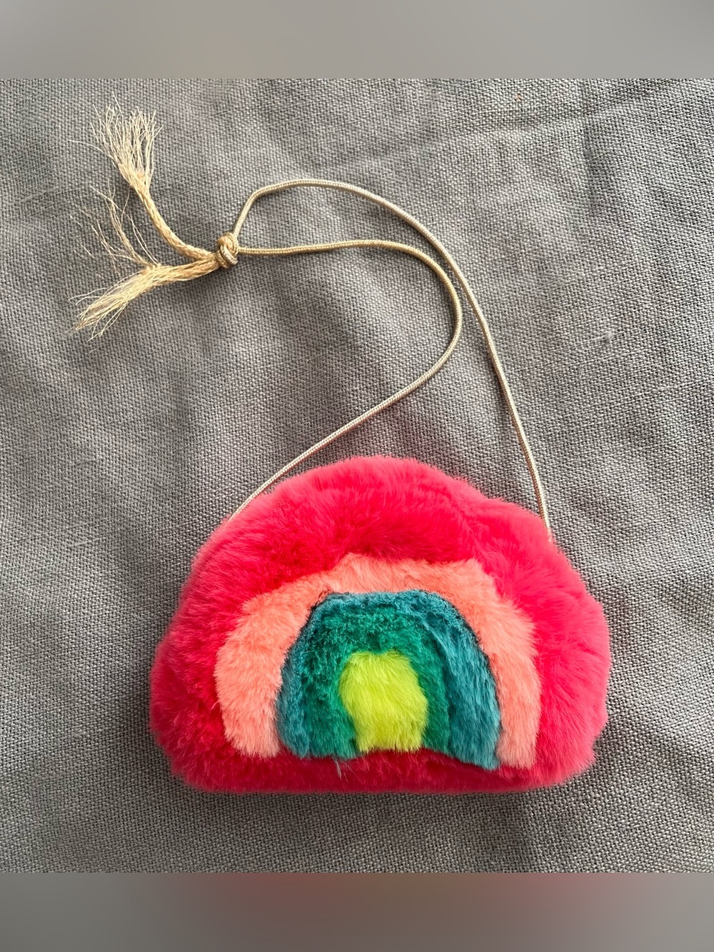 Crewcuts J Crew girls plush faux fur rainbow purse